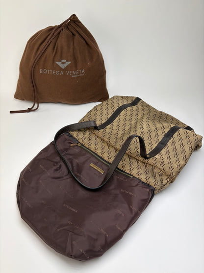 Vintage Bottega Veneta Monogram Canvas Tote Brown Beige
