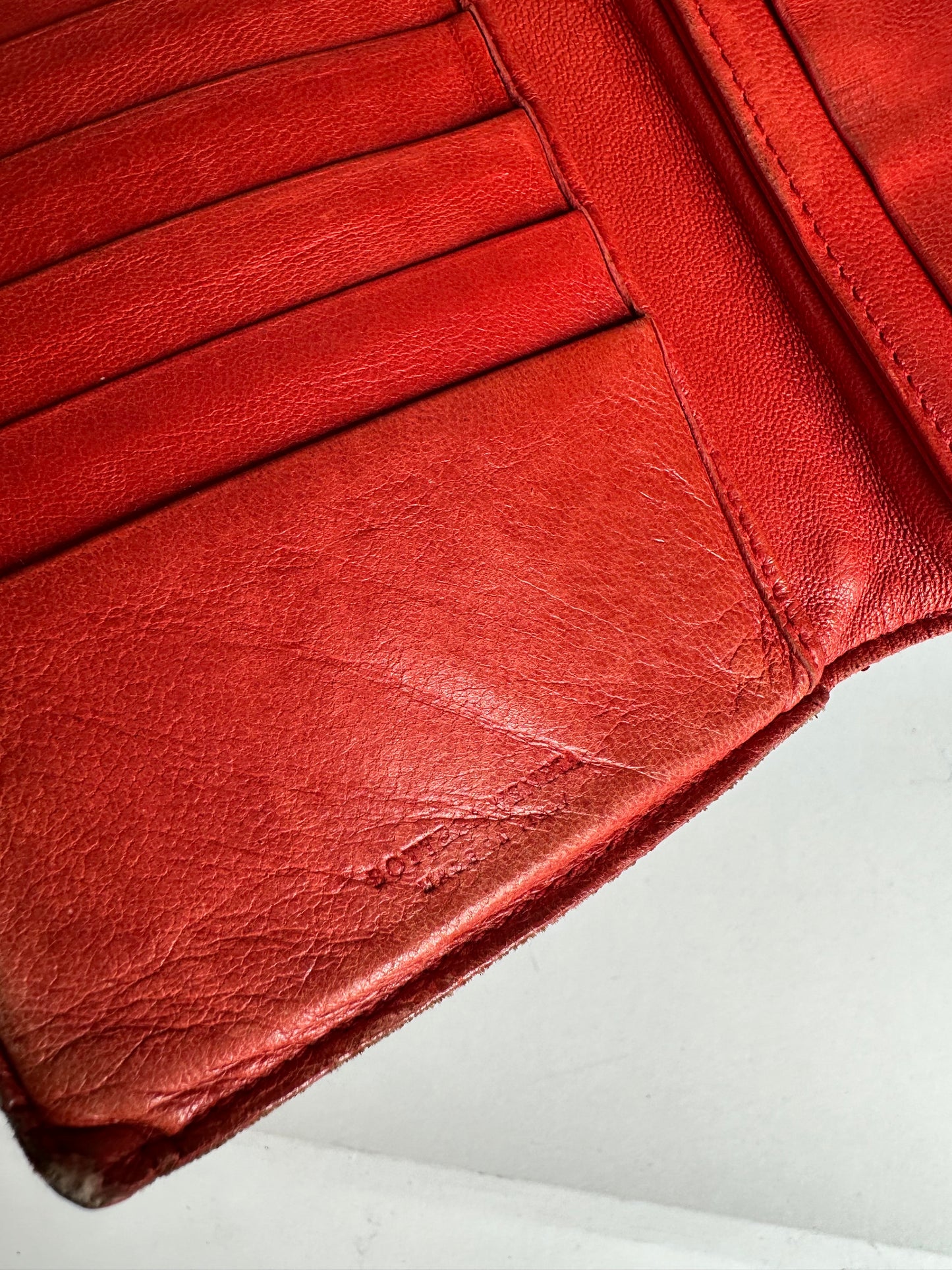 Vintage Bottega Veneta Inteecciato Leather Wallet Red