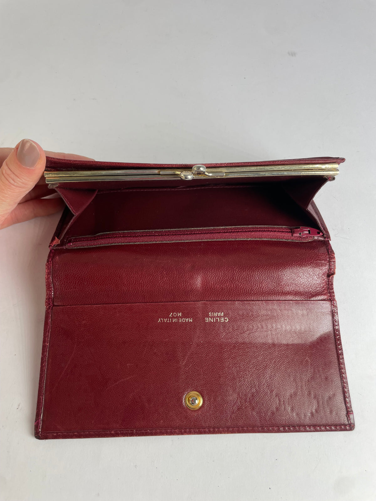 Vintage Celine Macadam Leather Bifold Wallet Late 1980s Burgundy