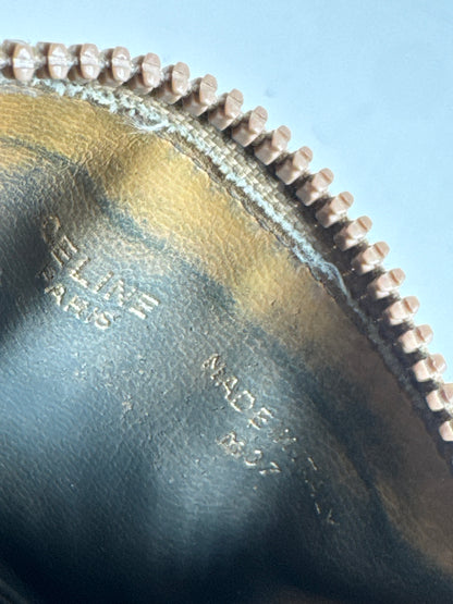 Vintage Celine Paris Leather Card holder beige brown Triomphe monogram