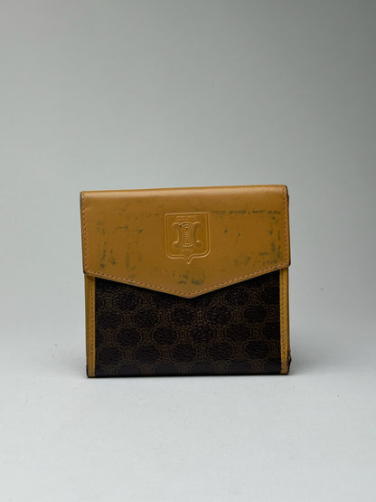 Vintage Celine Paris Leather Wallet yellow Brown