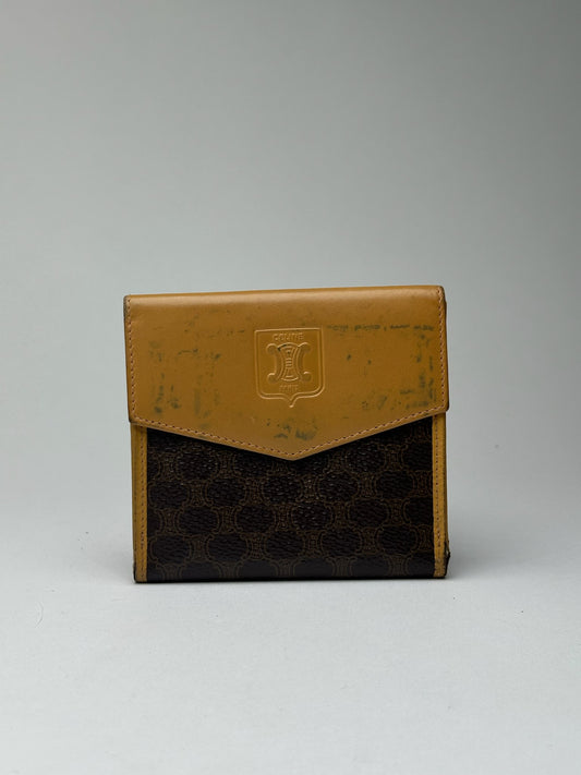 Vintage Celine Paris Leather Wallet yellow Brown