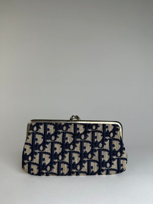 Vintage Dior Oblique Clutch Wallet Beige