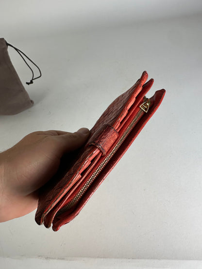 Vintage Bottega Veneta Inteecciato Leather Wallet Red
