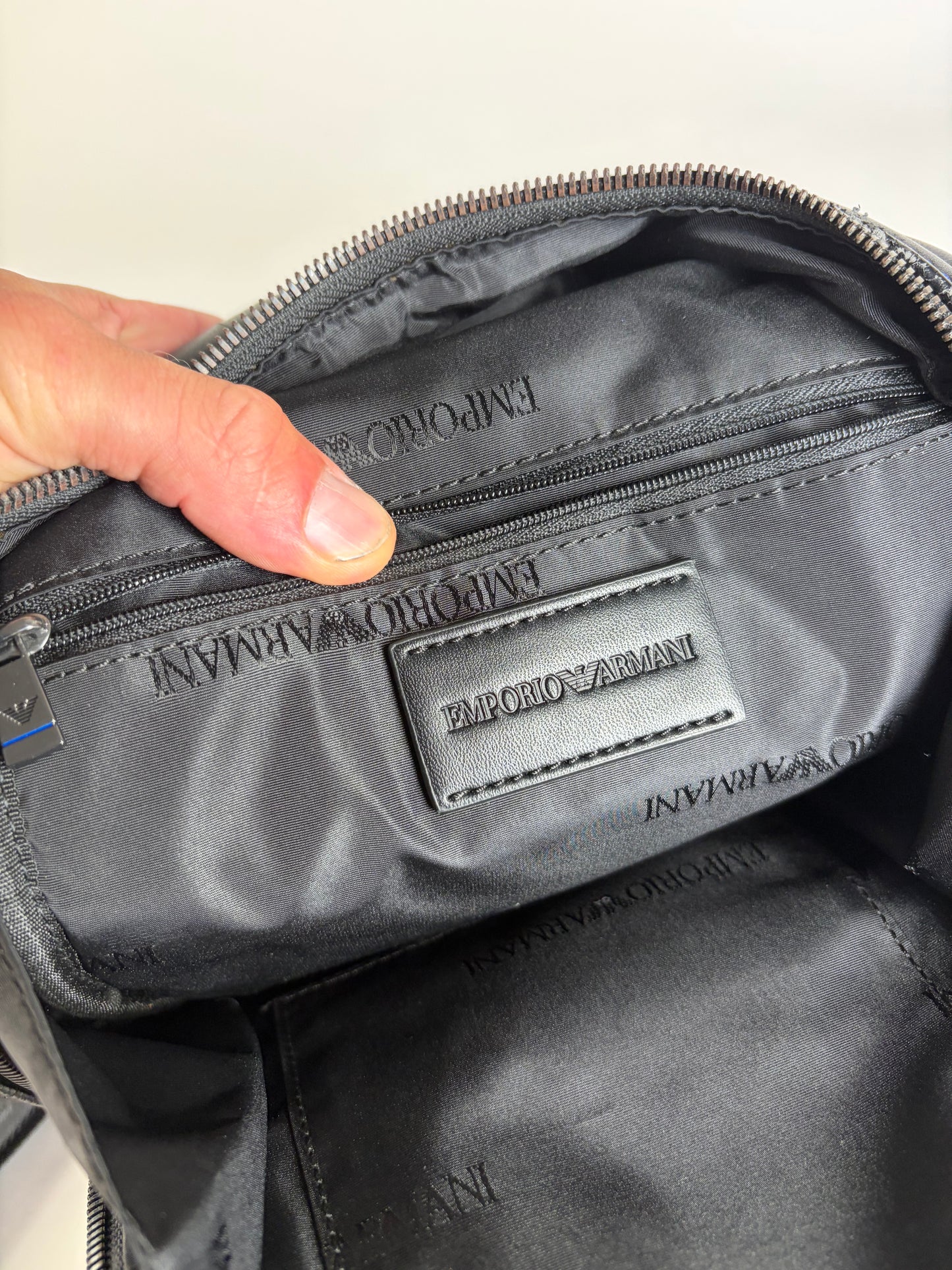 Vintage Emporio Armani Leather Sling Bag Black Silver