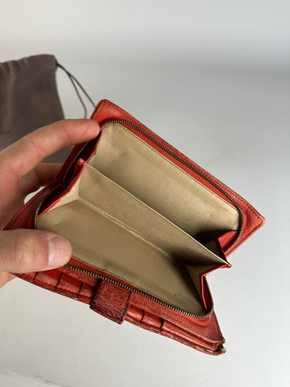 Vintage Bottega Veneta Inteecciato Leather Wallet Red