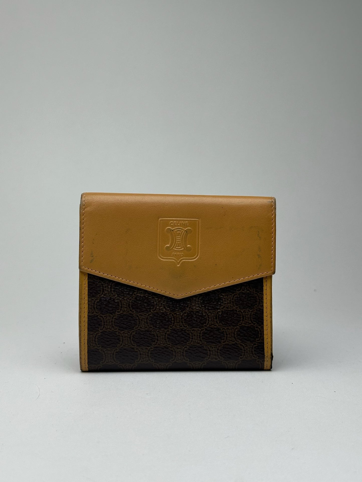 Vintage Celine Paris Leather Wallet yellow Brown
