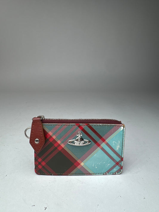 Vintage Vivienne Westwood multicolor leather card holder checked