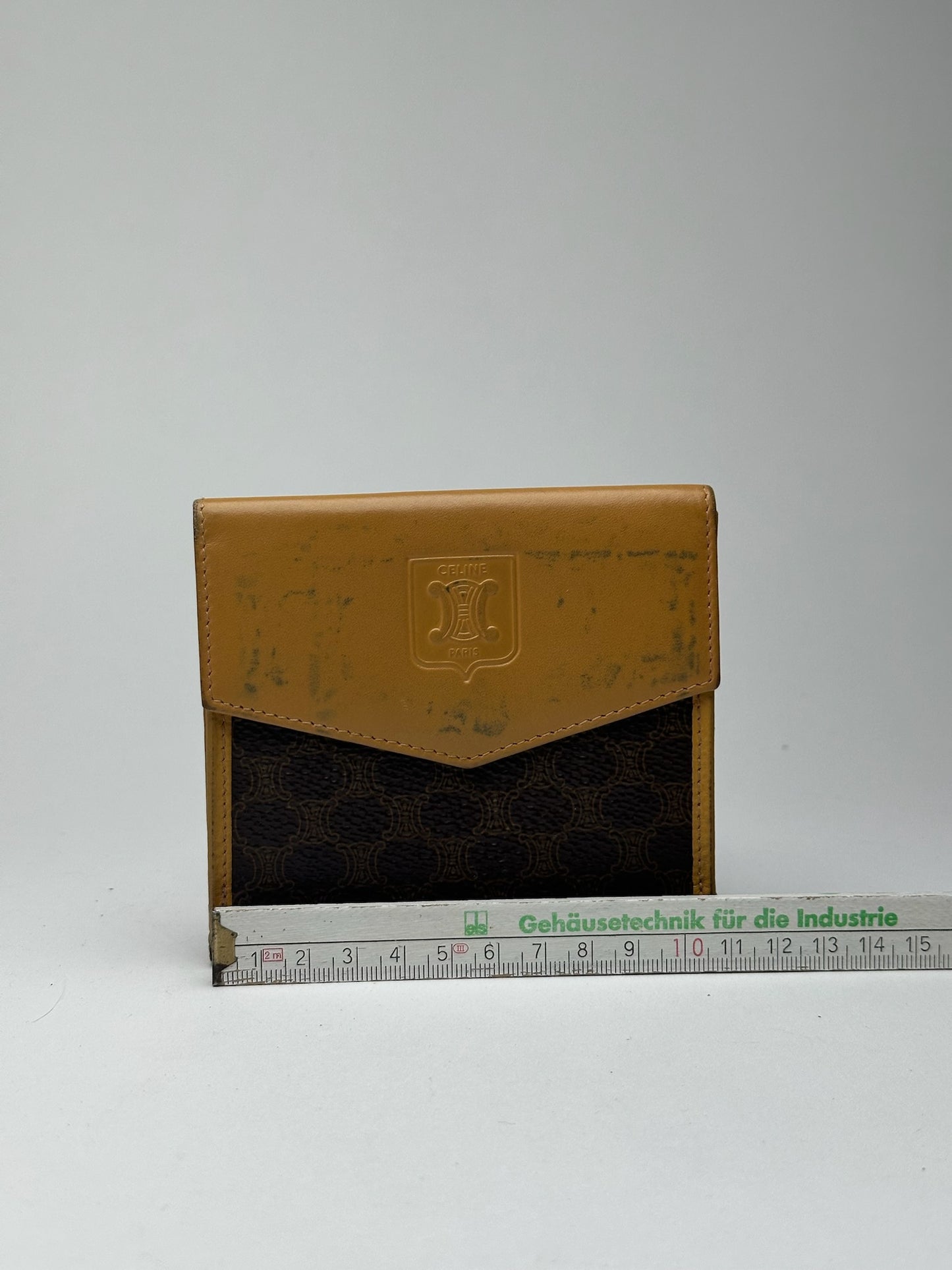 Vintage Celine Paris Leather Wallet yellow Brown