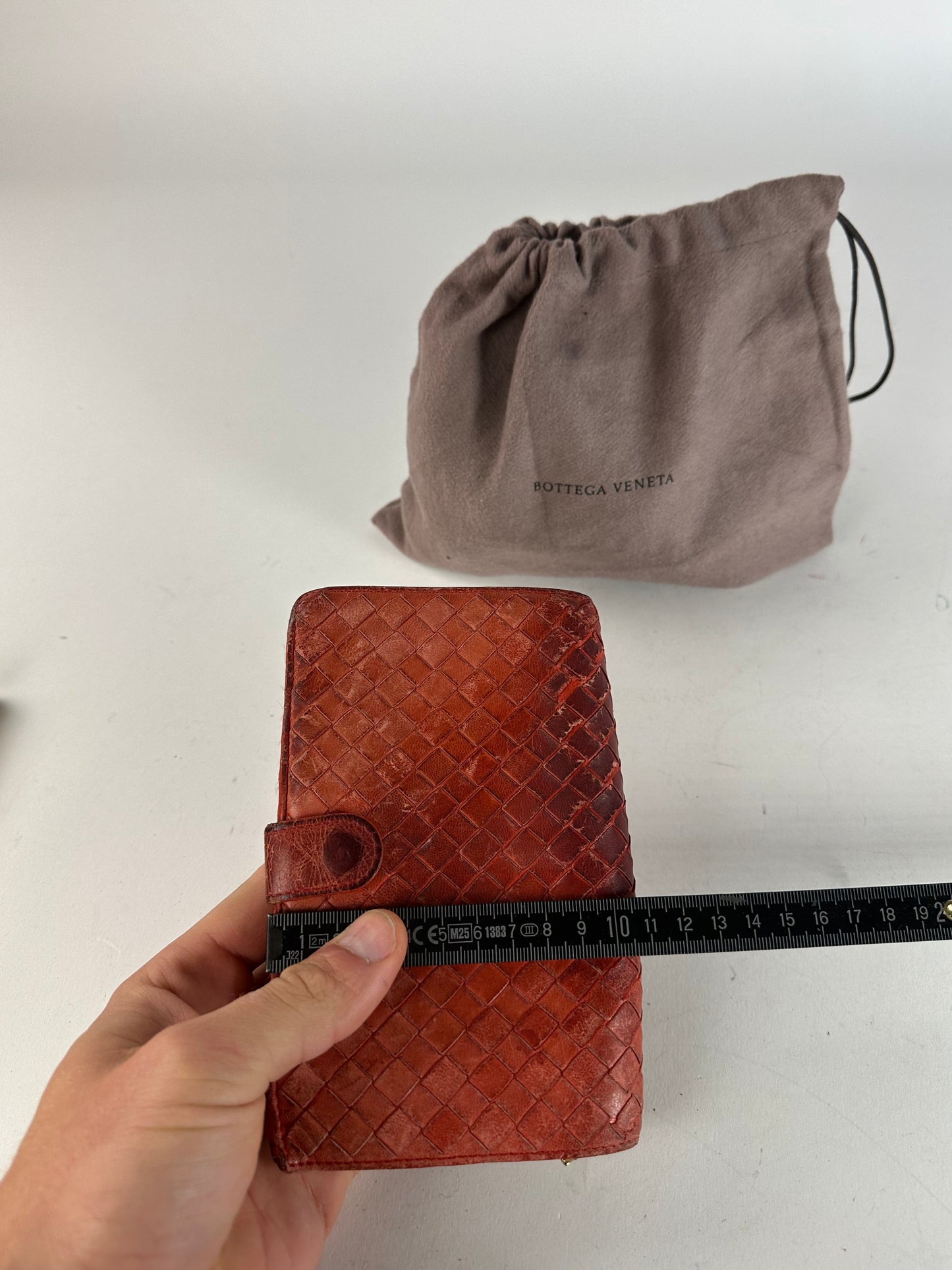 Vintage Bottega Veneta Inteecciato Leather Wallet Red
