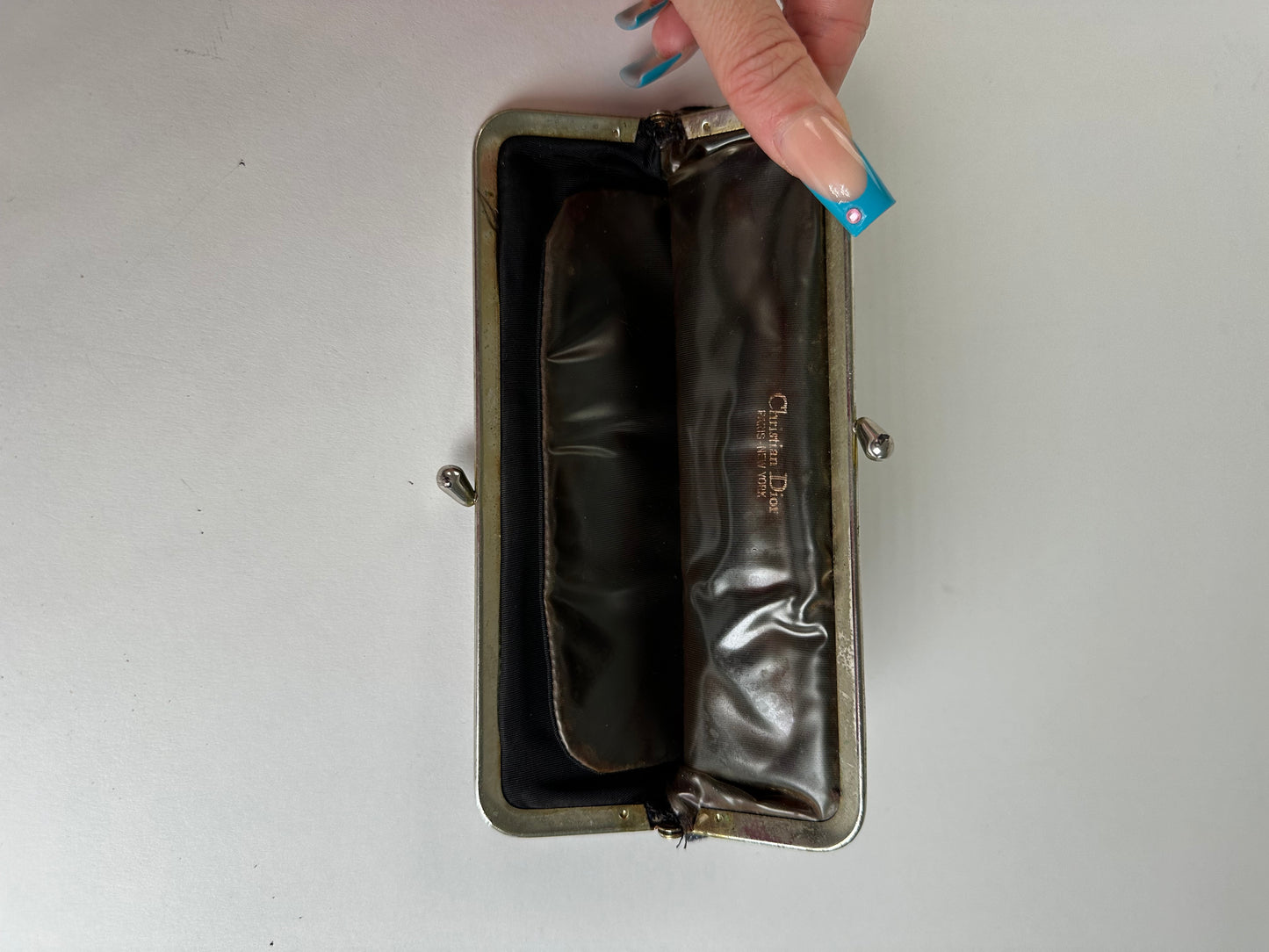 Vintage Dior Oblique Clutch Wallet Beige