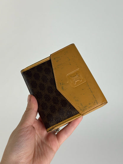 Vintage Celine Paris Leather Wallet yellow Brown