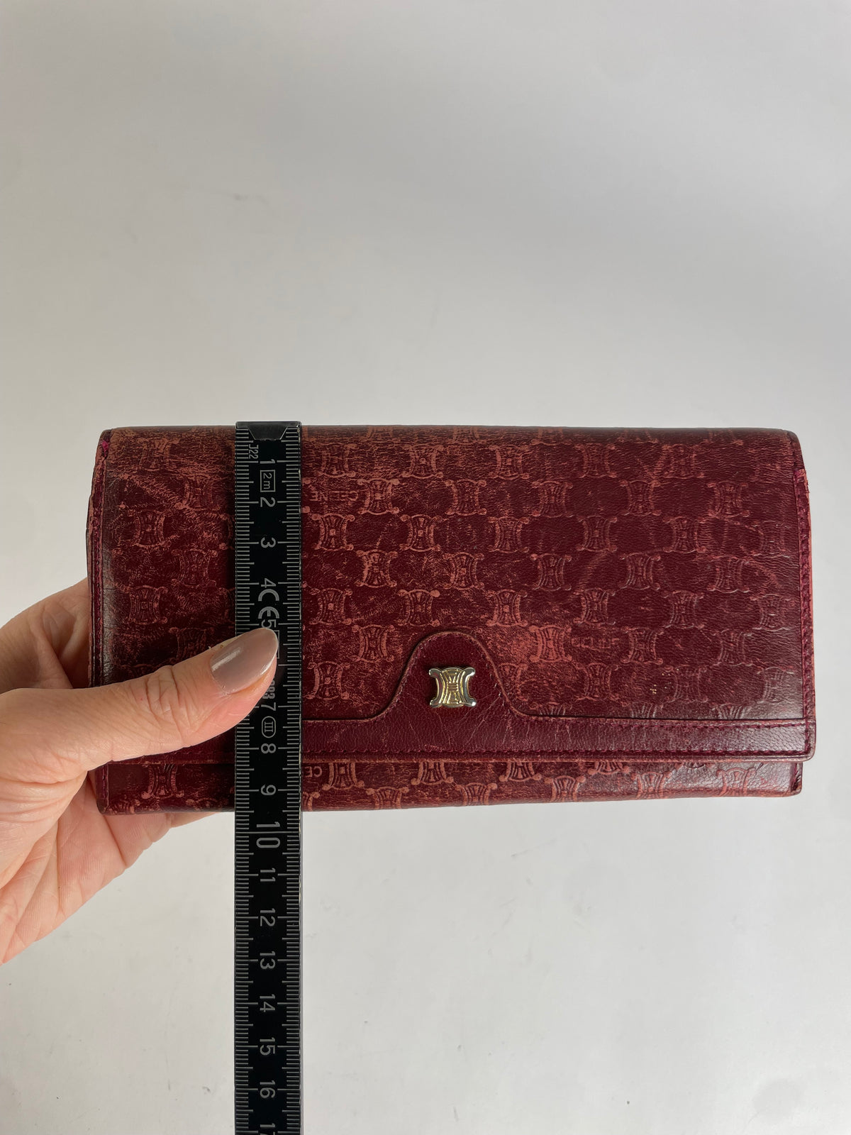 Vintage Celine Macadam Leather Bifold Wallet Late 1980s Burgundy