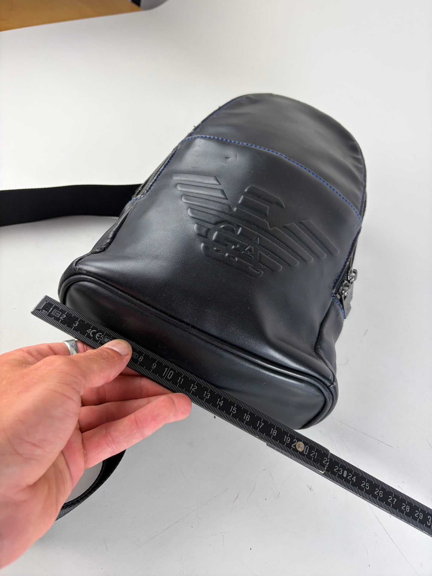 Vintage Emporio Armani Leather Sling Bag Black Silver