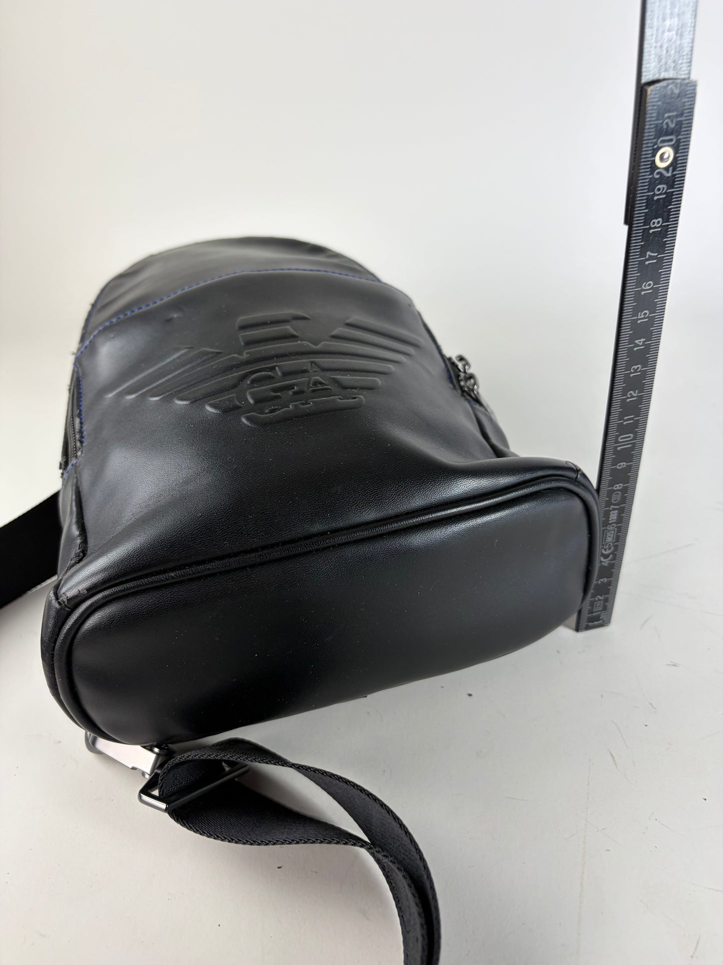 Vintage Emporio Armani Leather Sling Bag Black Silver