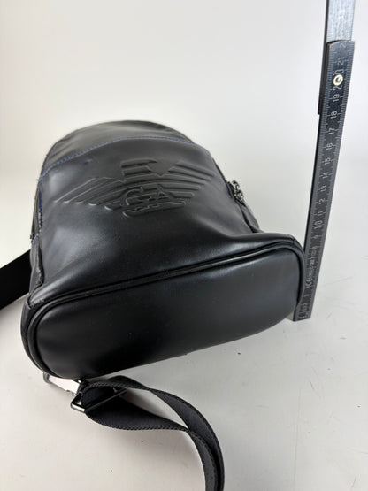 Vintage Emporio Armani Leather Sling Bag Black Silver