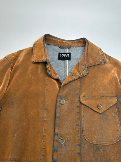 Vintage Kansai Yamammoto Fake Fur / Leather  Shirt / Jacket Brown L