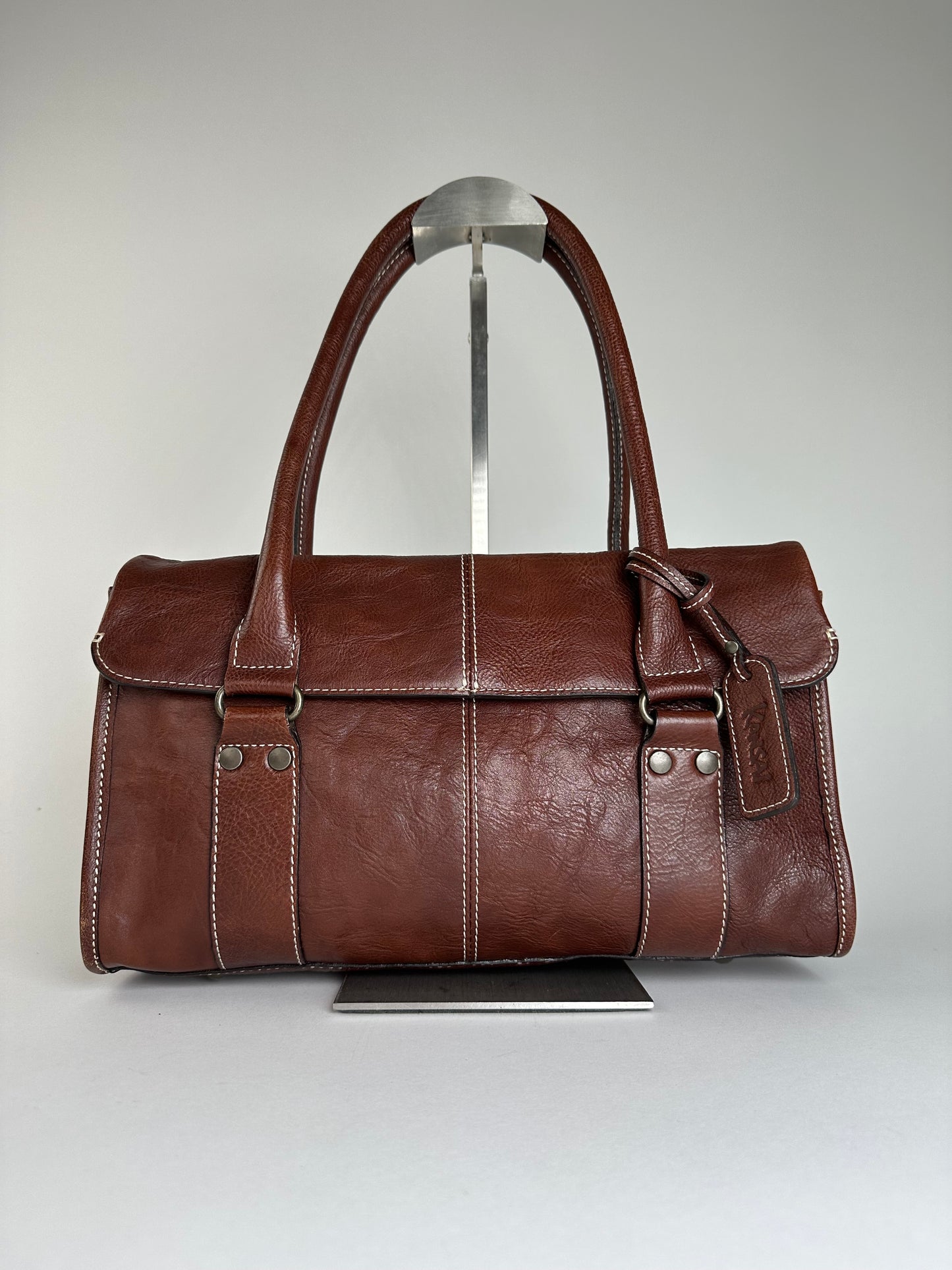 Vintage Kansai Yamamoto Grained Handbag Chestnut