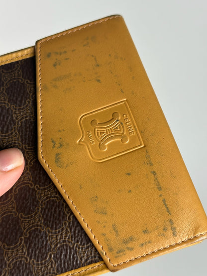 Vintage Celine Paris Leather Wallet yellow Brown