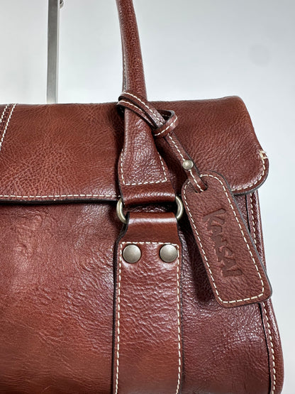 Vintage Kansai Yamamoto Grained Handbag Chestnut
