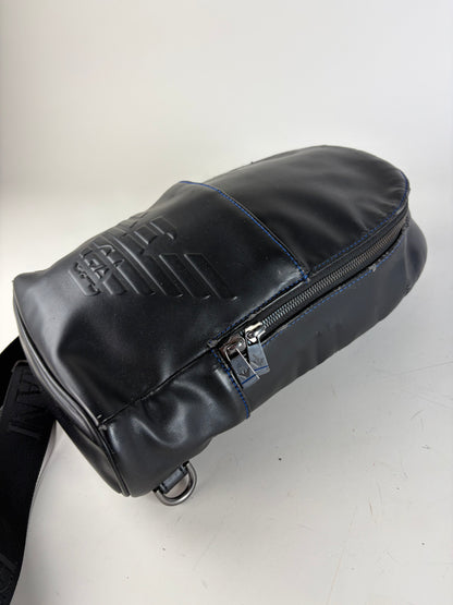 Vintage Emporio Armani Leather Sling Bag Black Silver