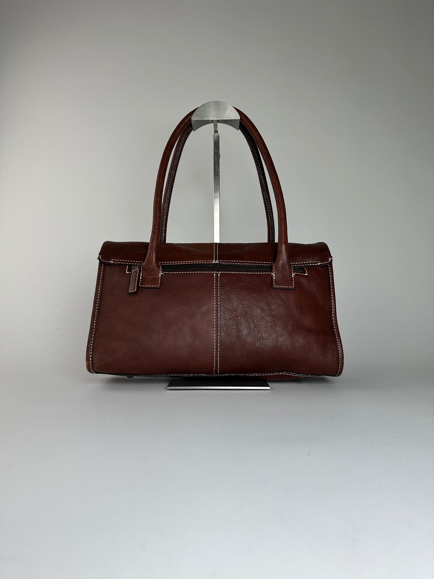 Vintage Kansai Yamamoto Grained Handbag Chestnut