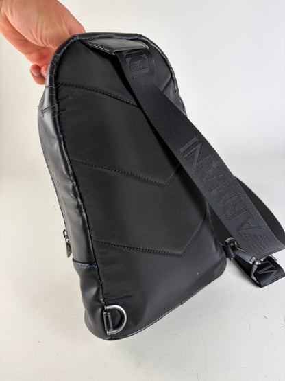 Vintage Emporio Armani Leather Sling Bag Black Silver