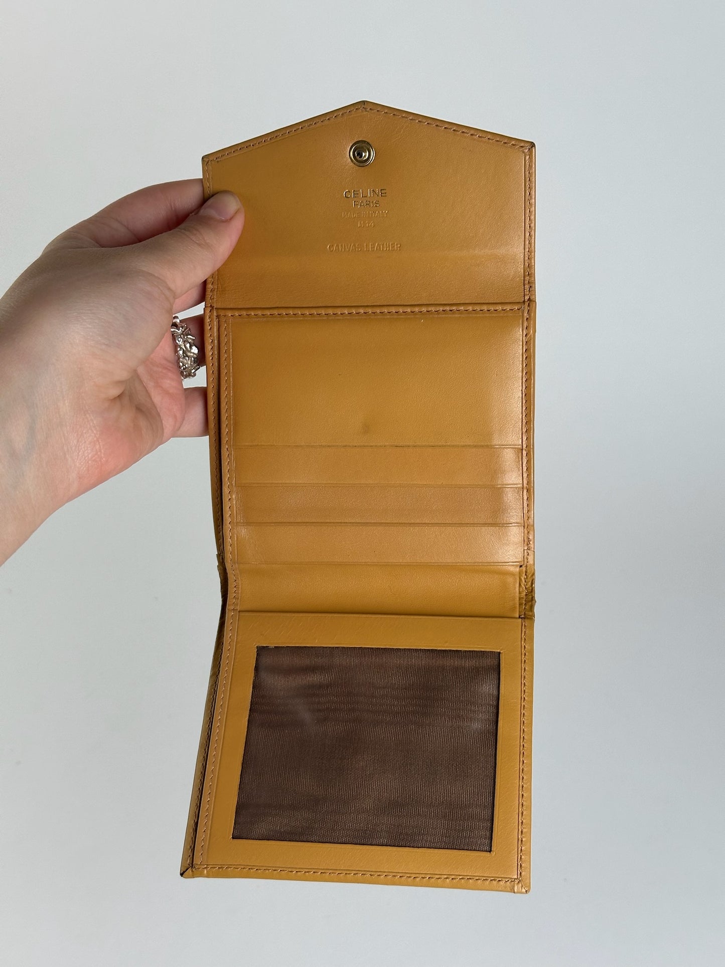 Vintage Celine Paris Leather Wallet yellow Brown