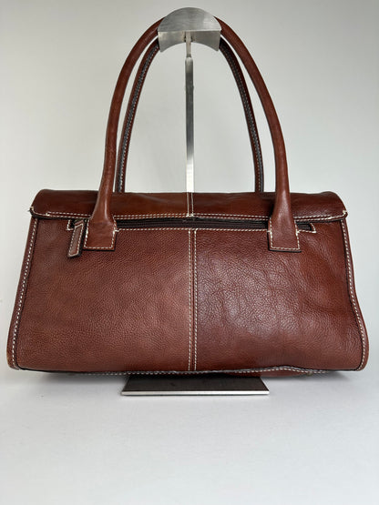 Vintage Kansai Yamamoto Grained Handbag Chestnut