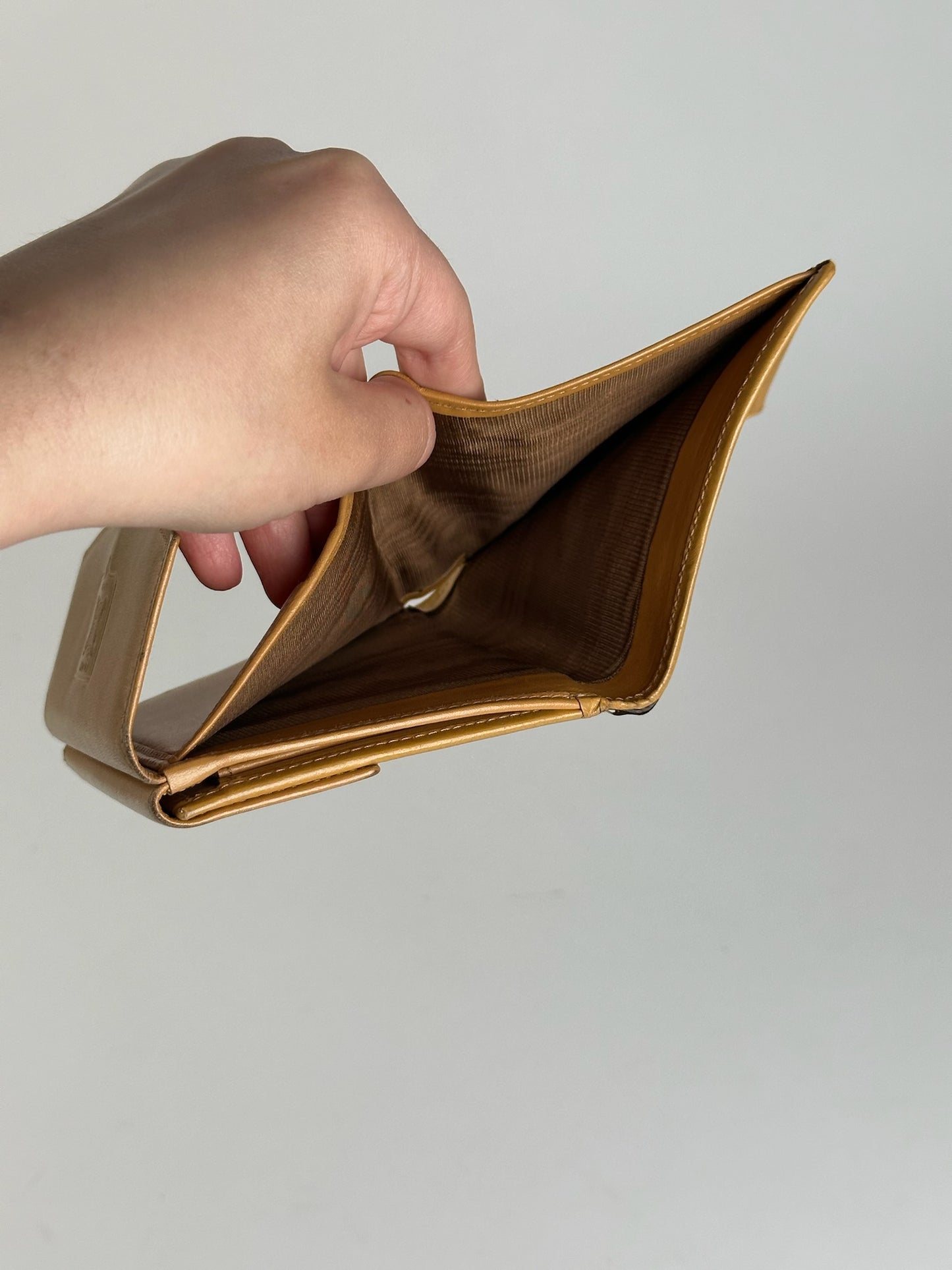 Vintage Celine Paris Leather Wallet yellow Brown