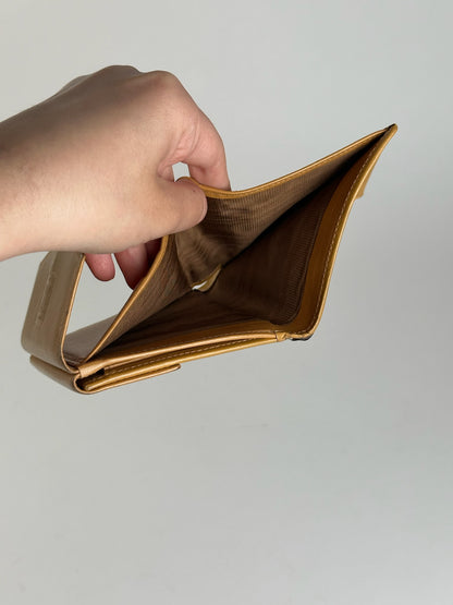 Vintage Celine Paris Leather Wallet yellow Brown