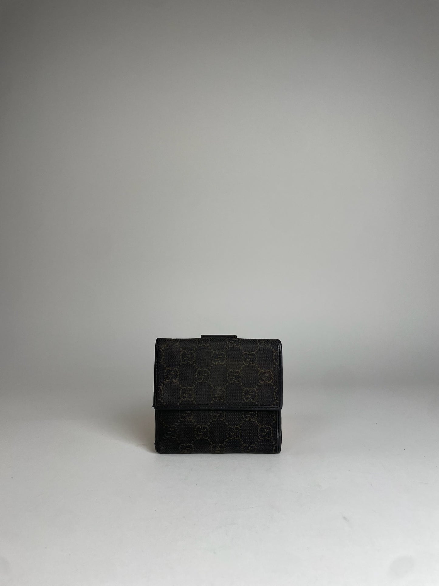 Vintage Gucci Monogram Leather canvas Wallet Brown Black