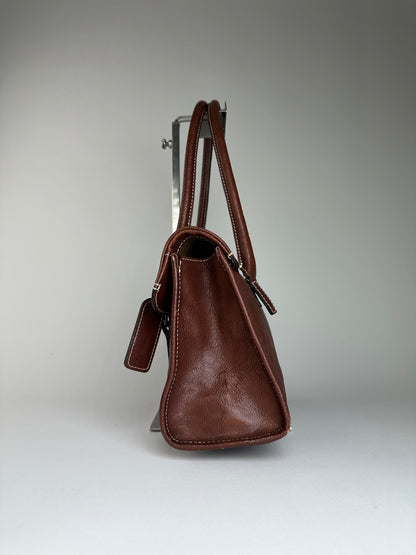 Vintage Kansai Yamamoto Grained Handbag Chestnut