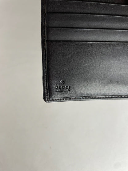 Vintage Gucci Monogram Leather canvas Wallet Brown Black