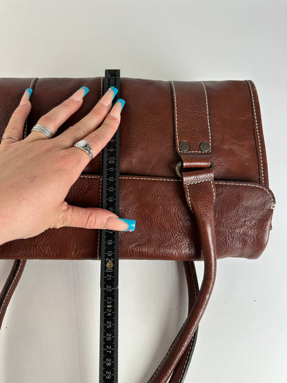 Vintage Kansai Yamamoto Grained Handbag Chestnut