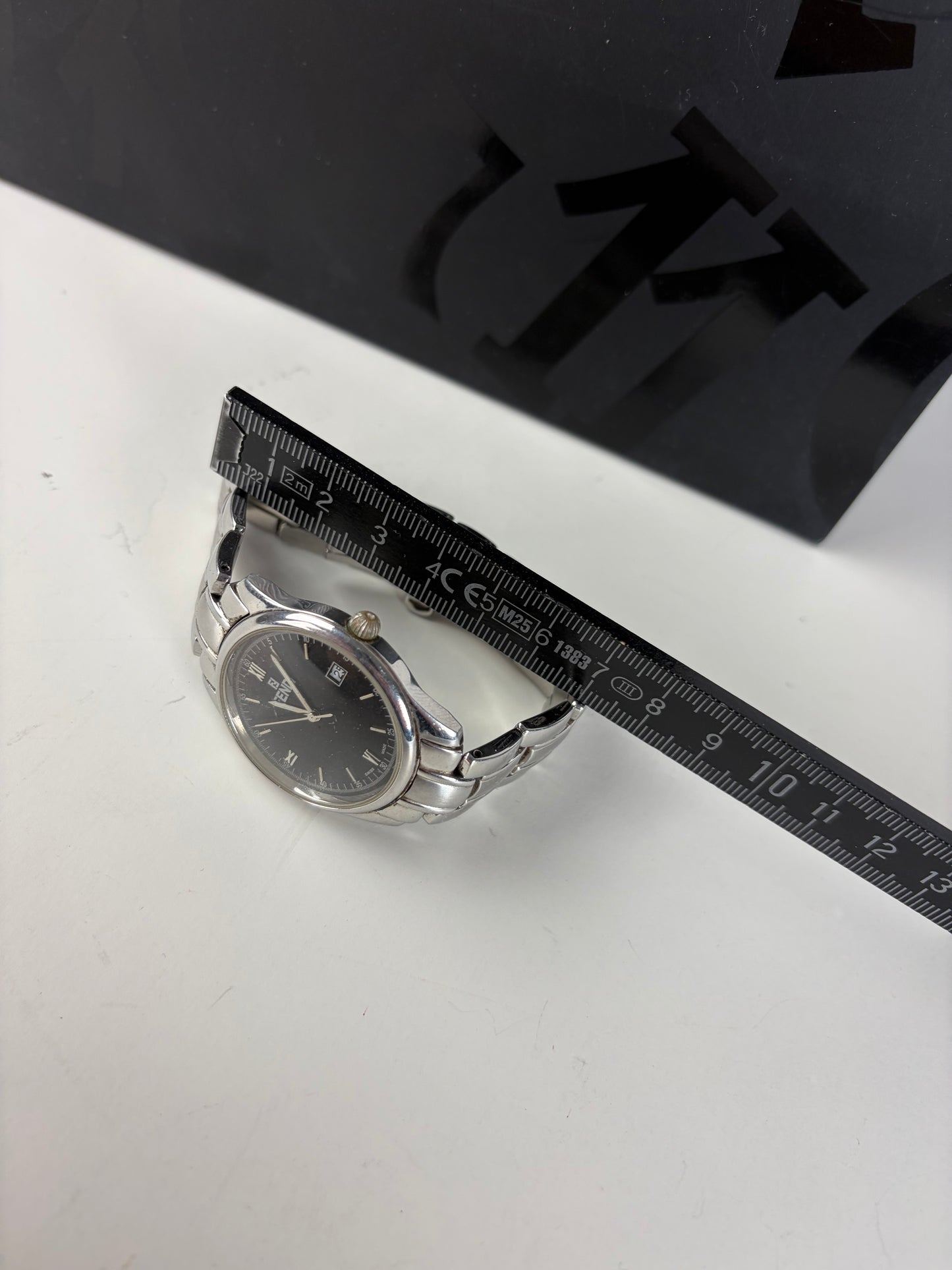Vintage Fendi Stainless Steel Bracelet Watch Black Silver