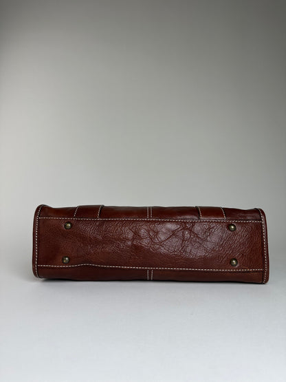 Vintage Kansai Yamamoto Grained Handbag Chestnut