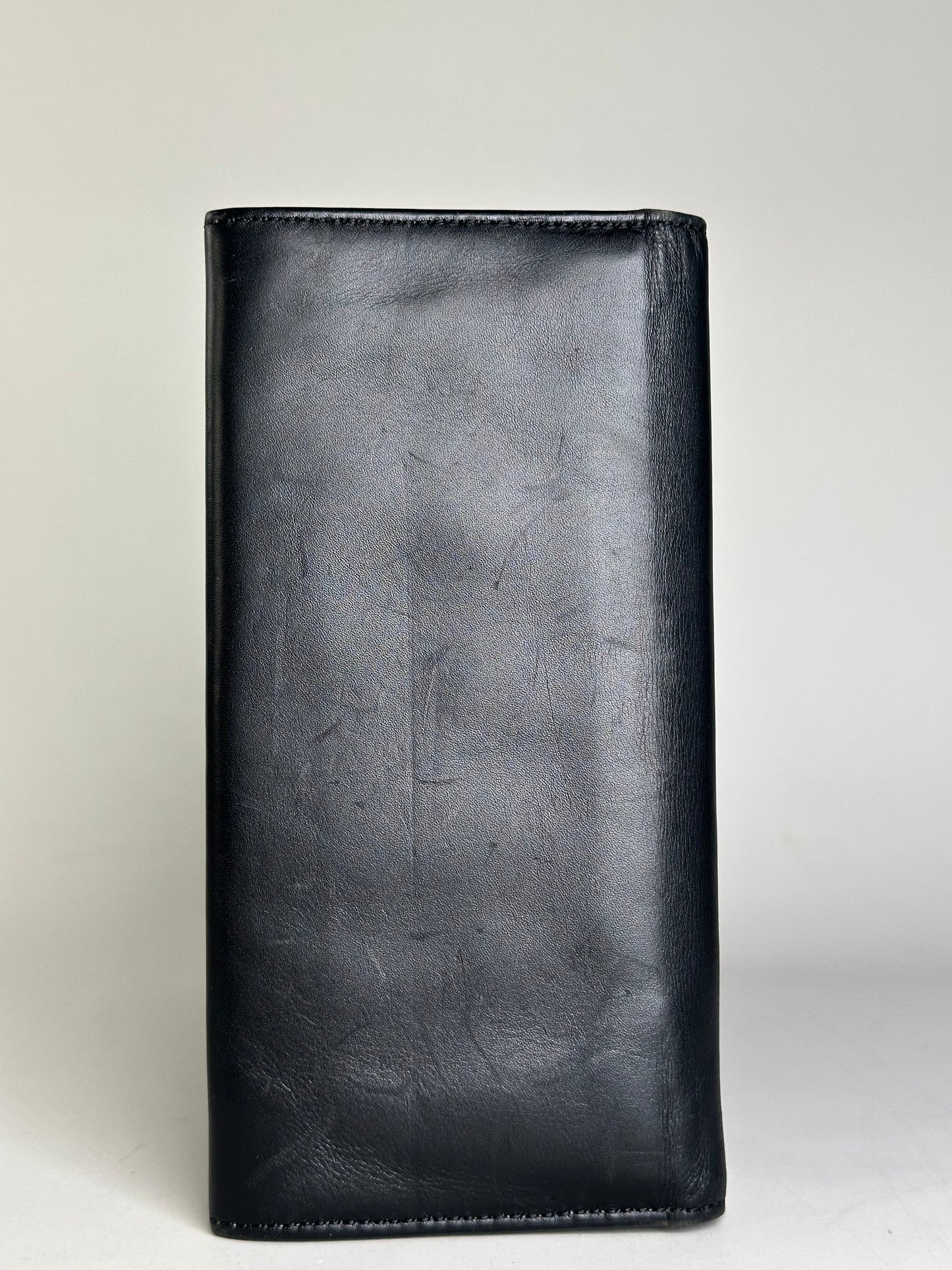 Vintage YSL Leather Zip Wallet Black Gold