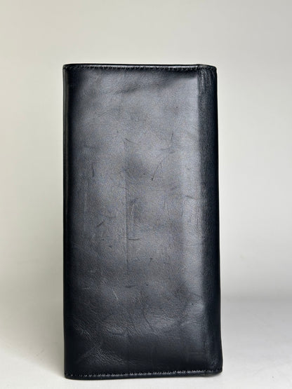 Vintage YSL Leather Zip Wallet Black Gold