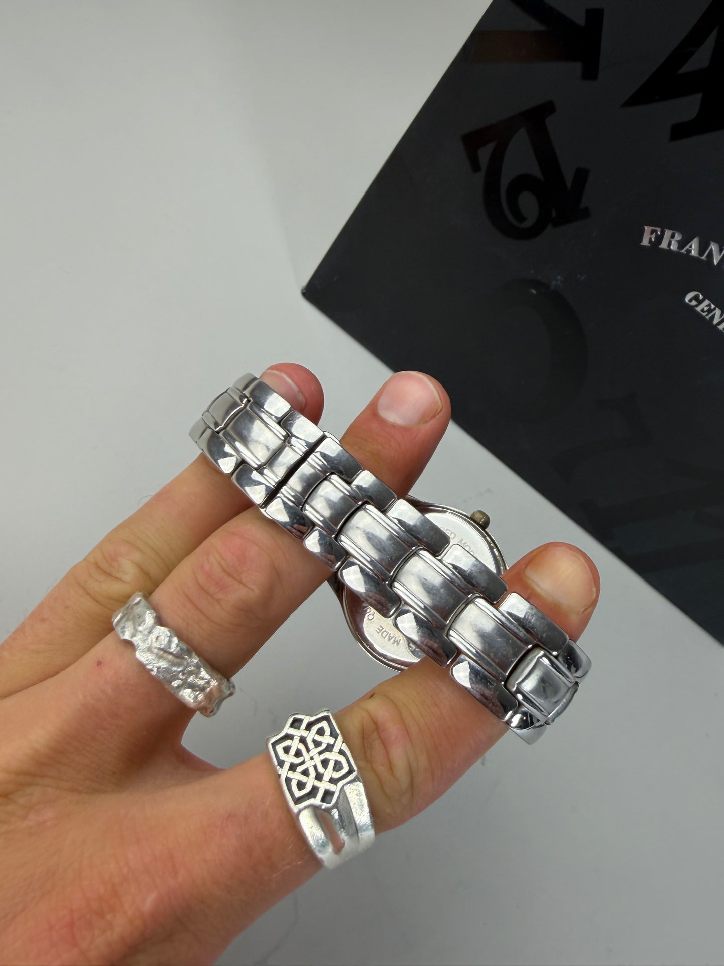 Vintage Fendi Stainless Steel Bracelet Watch Black Silver