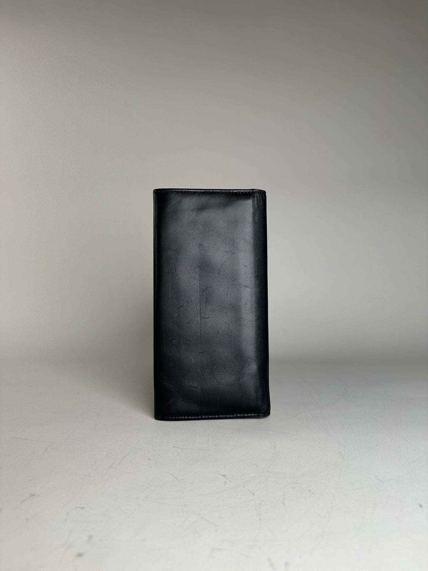 Vintage YSL Leather Zip Wallet Black Gold