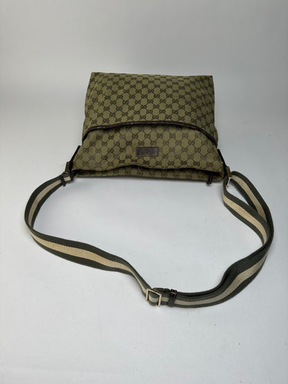 Vintage Gucci GG Supreme Hobo Bag Early 2000s Olive Brown