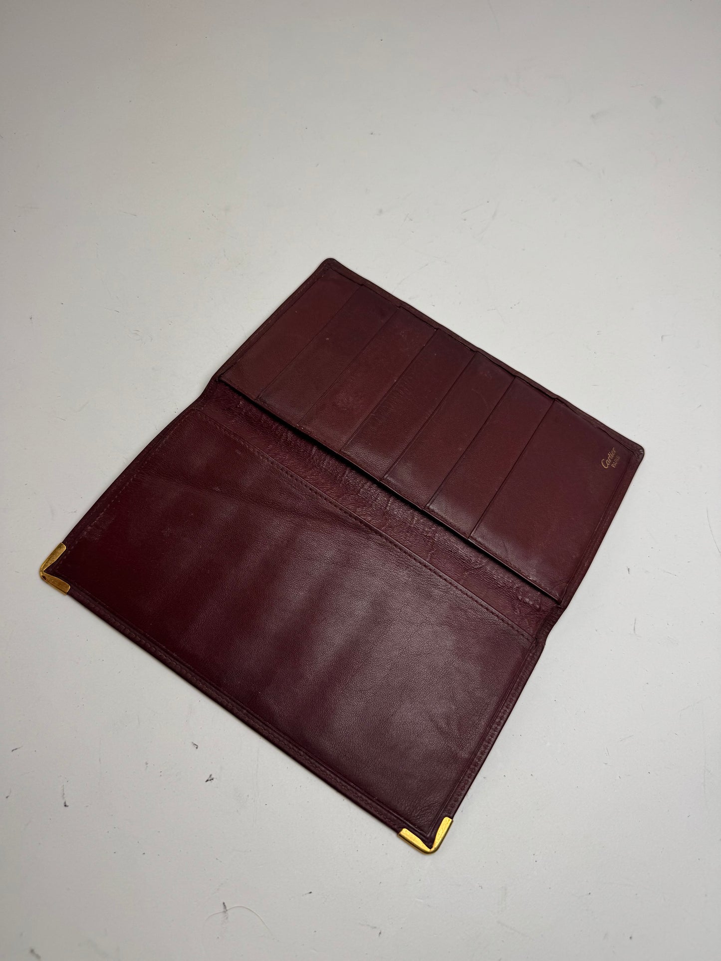 Vintage Cartier Leather Card a holder Burgundy