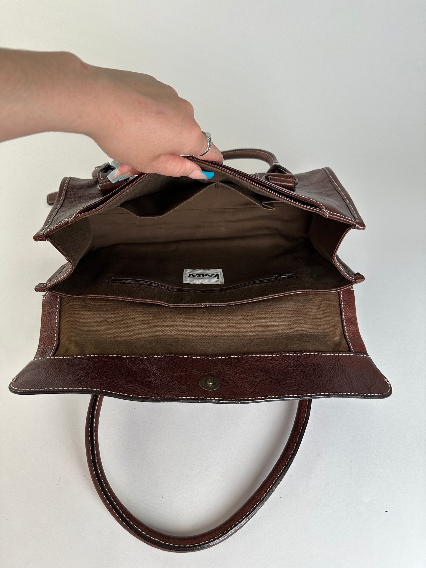 Vintage Kansai Yamamoto Grained Handbag Chestnut