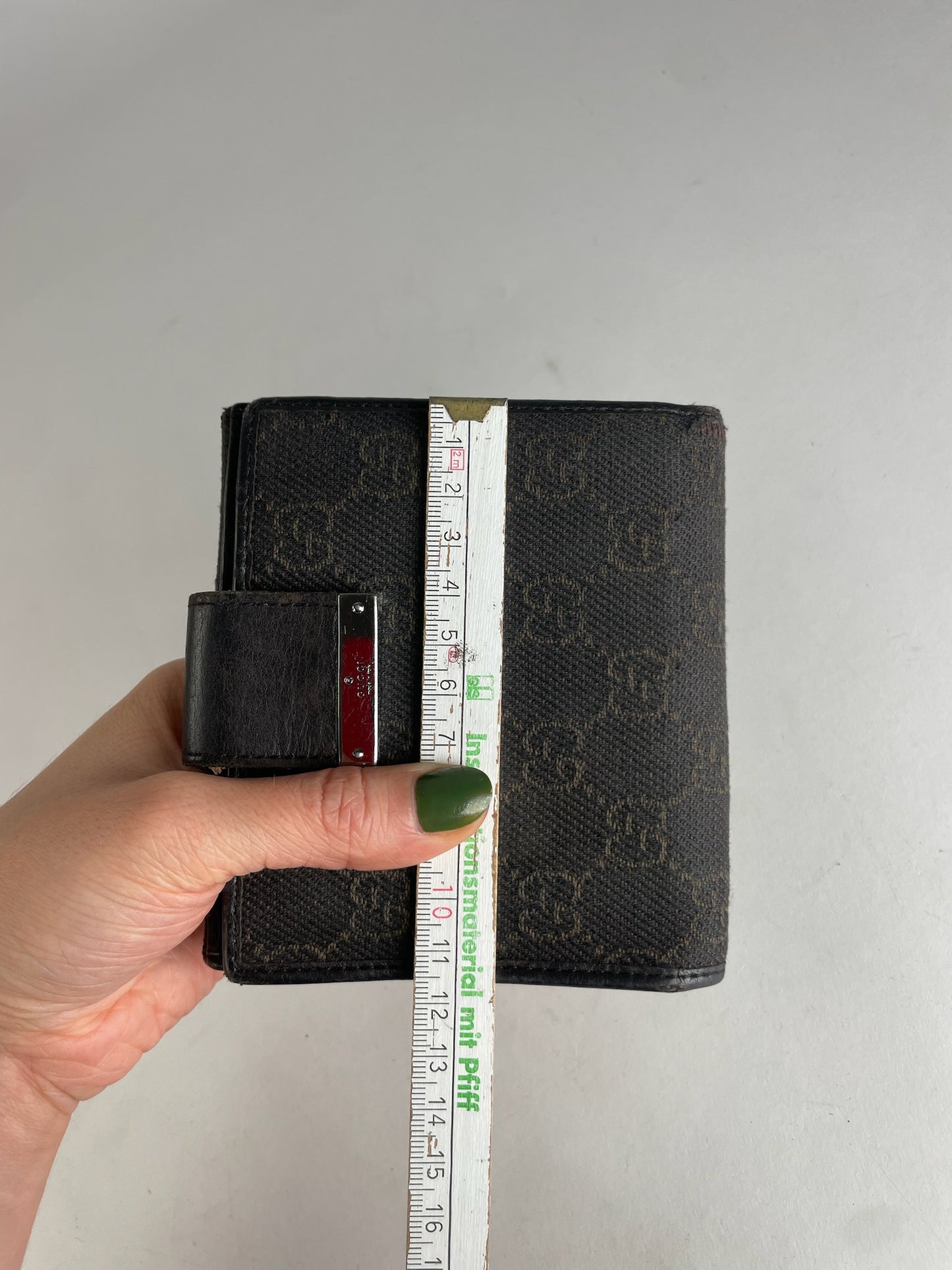 Vintage Gucci Monogram Leather canvas Wallet Brown Black