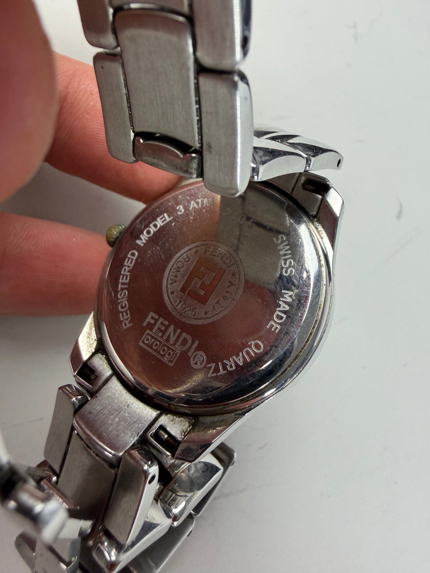 Vintage Fendi Stainless Steel Bracelet Watch Black Silver