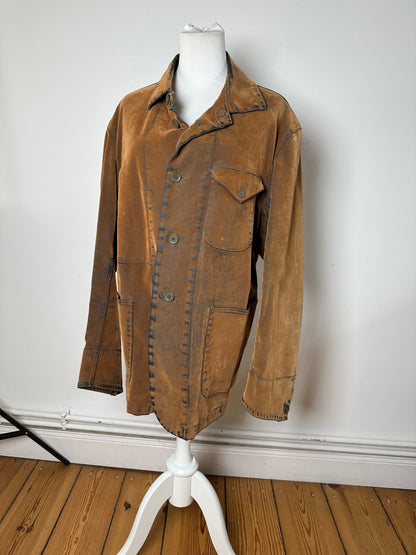 Vintage Kansai Yamammoto Fake Fur / Leather  Shirt / Jacket Brown L