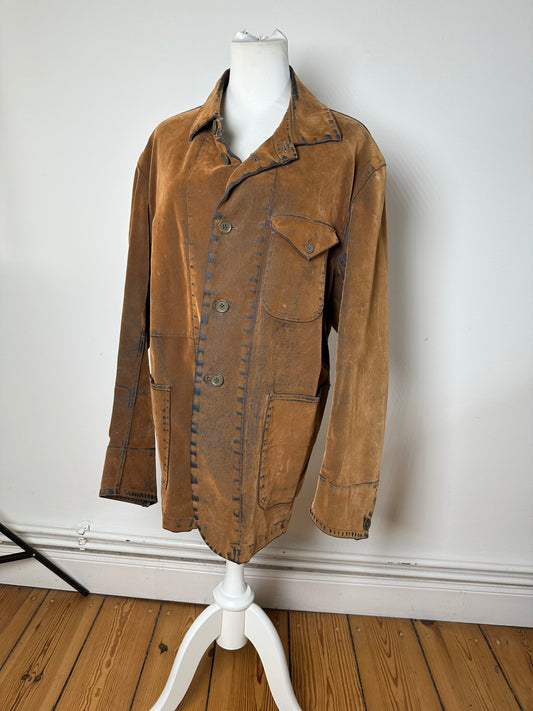 Vintage Kansai Yamammoto Fake Fur / Leather  Shirt / Jacket Brown L
