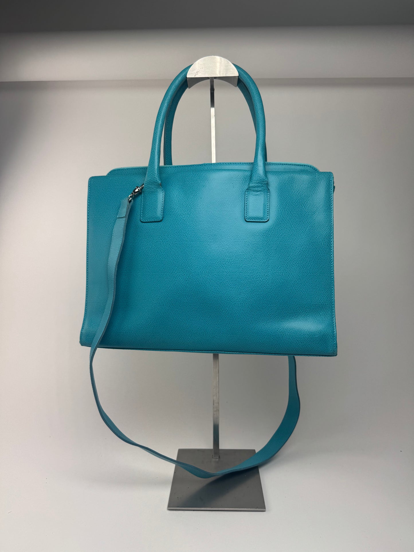 Sac vintage en cuir Jil Sander 2 voies turquoise