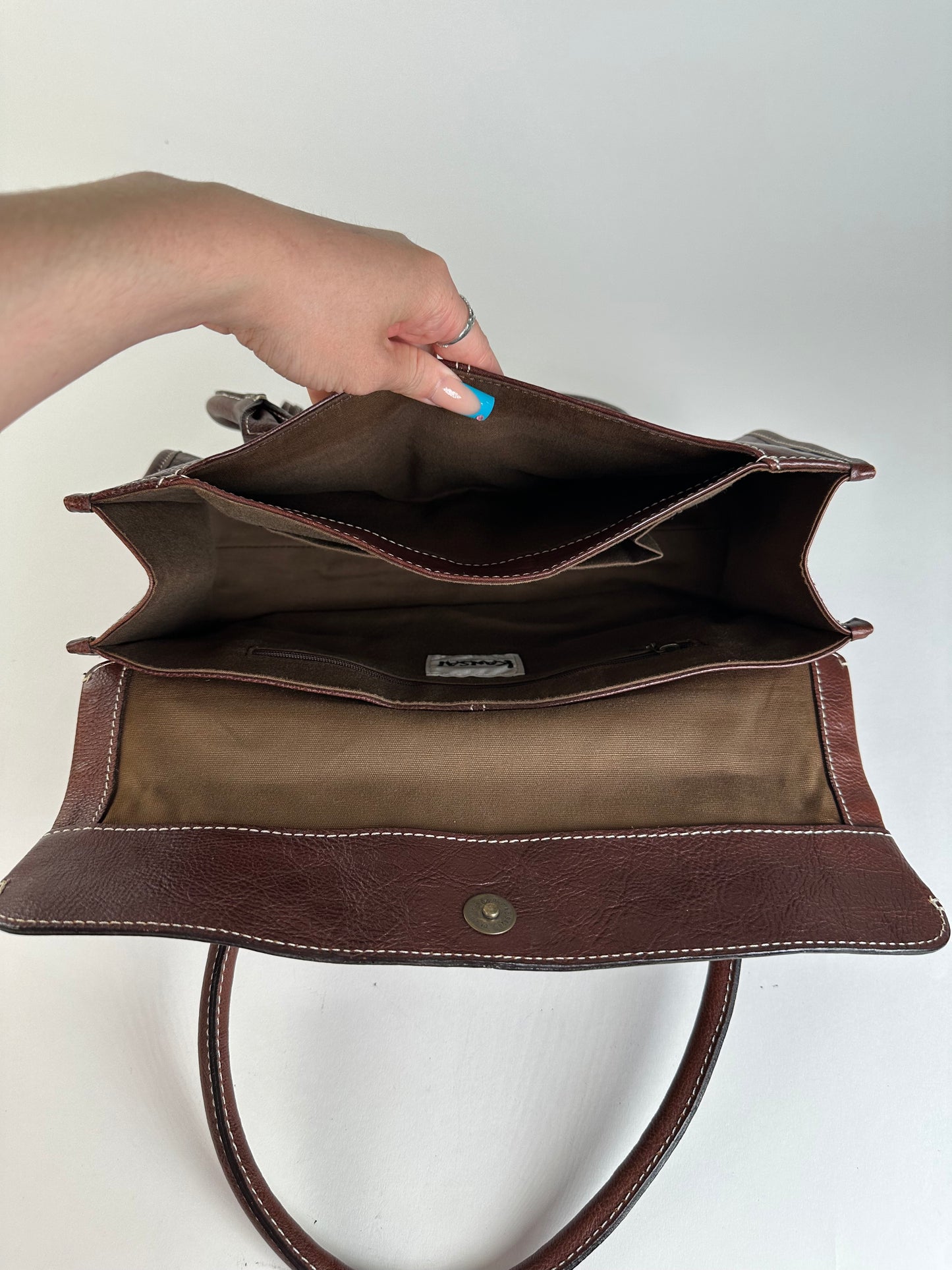 Vintage Kansai Yamamoto Grained Handbag Chestnut